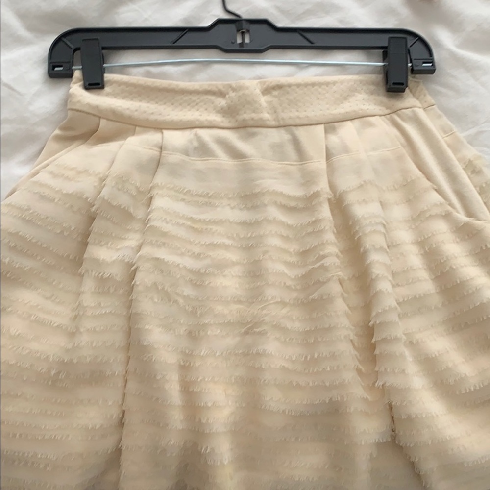 Diane Von Furstenberg Fringe Mini Skirt in Creme